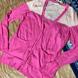 BNWOT Calvin Klein Color block Sheer Knit Boyfriend Style Cardigan size Large